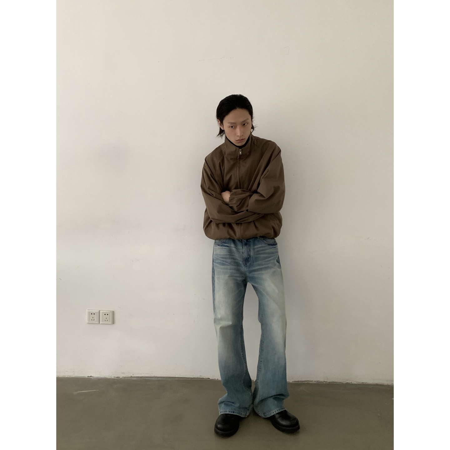 INKNOTS美式复古短宽松clean fit夹克男女潮牌休闲立领外套上衣 - 图1