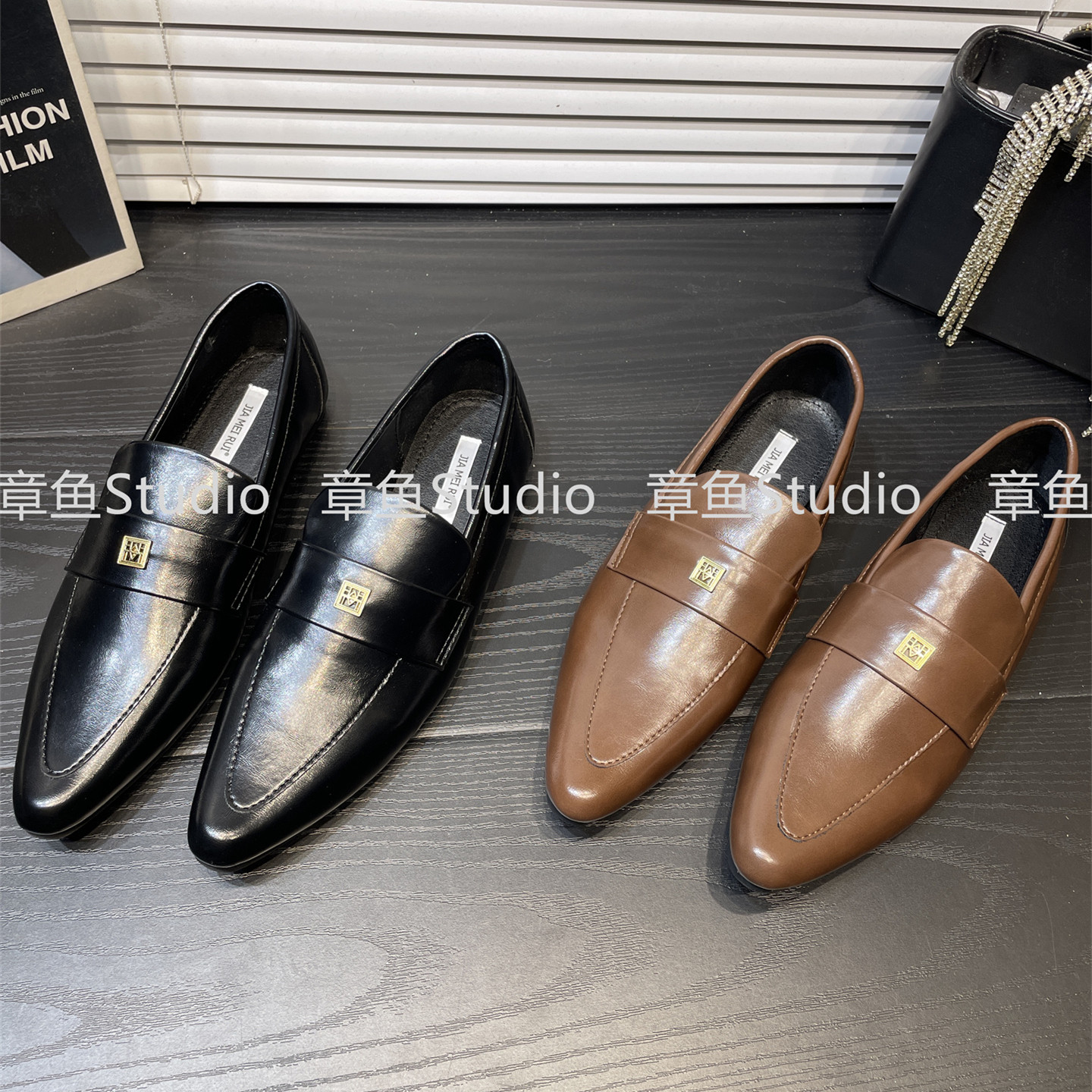 职业黑色软底小皮鞋女复古尖头金属扣通勤休闲乐福鞋平底深口单鞋,淘宝优惠券,粉丝福利购,淘宝优惠卷