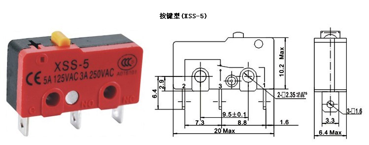 XURUI旭瑞XSS-5GL2手柄型小型微动开关5GL13行程限位开关银触点-图2