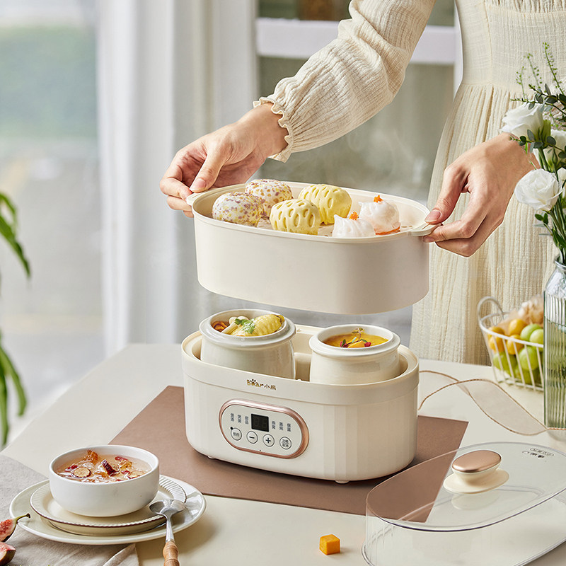 小熊电炖盅多功能家用三层蒸菜蒸笼 小熊厨房电器电炖/煮粥锅/文火炉
