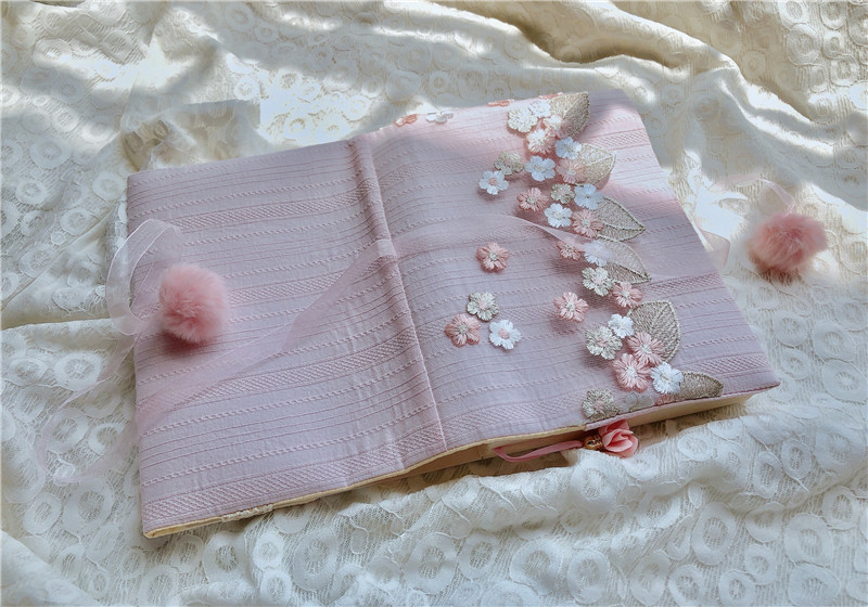 暖樱-日式棉麻刺绣蕾丝手帐本 A5A6少女心粉色hoboMD布书衣定制,淘宝优惠券,粉丝福利购,淘宝优惠卷