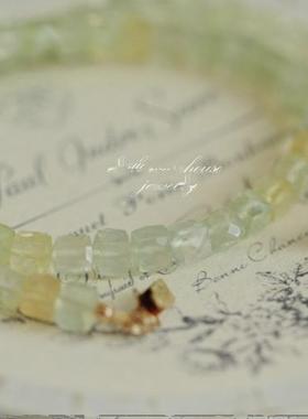 限量私藏*小夏日原创*天然葡萄石方块珠蕾丝花扣包金锁骨链女项链