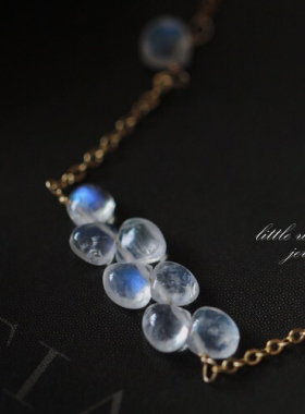 天然月光石水滴包金仙女锁骨链