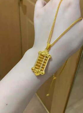 不退色镶锆如意算盘项链时尚轻奢