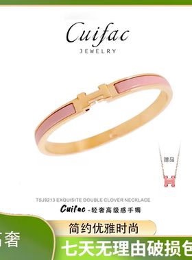 时尚优雅轻奢高级感简约小众设计感百搭镀金不掉色钛钢手镯项链女