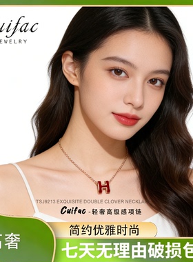 高级感简约轻奢设计感小众镀金不掉色2026新款h字母项链首饰女