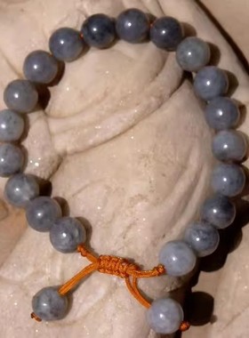 天然新疆和田玉墨玉青花珠手链