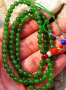 和田玉碧玉籽料珠纯金珠项链手链