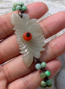 天然新疆和田玉籽料花翡翠珠手链