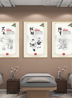 中医养生馆装饰画美容院宣传海报挂画按摩拔罐艾灸推拿背景墙挂画