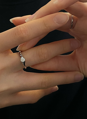 小众异形锆石S925纯银简约戒指