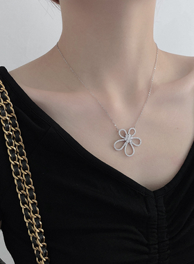 五瓣花朵太阳花项链女S925纯银