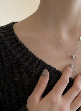 小众设计感天然母贝纯银女项链