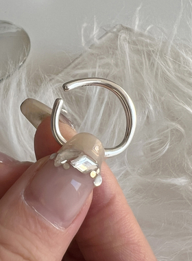 极简冷淡风单圈双层线条纯银指环