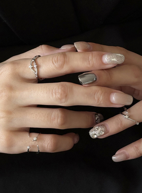 设计感几何星星开口戒指个性尾戒