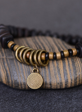 原创设计手工黑檀木日韩复古手串