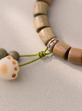 男女绿檀木菩提猫爪波西米亚桶珠