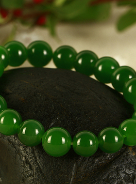 新疆和田玉碧玉手链散珠佛珠项链