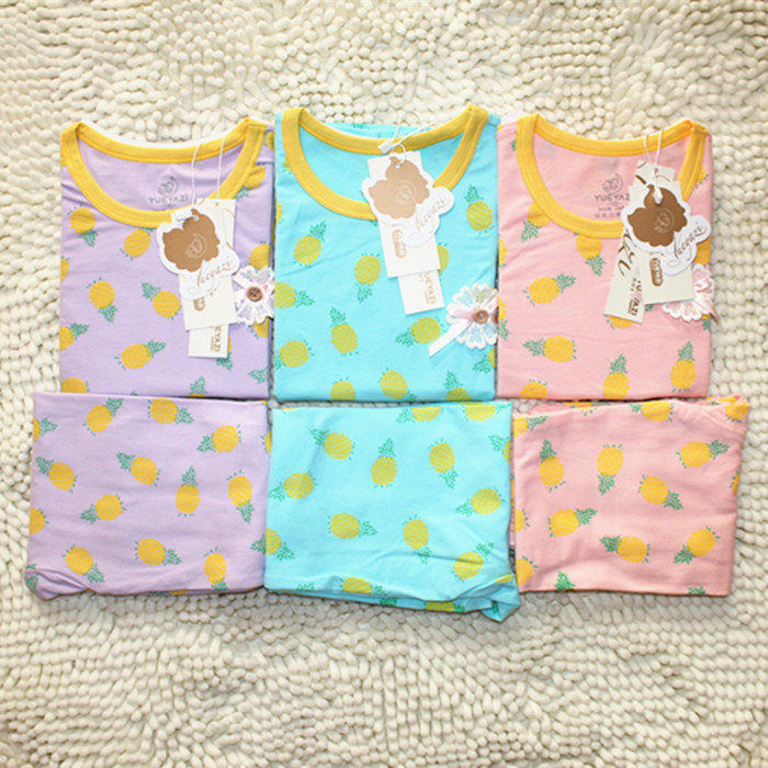 月牙子2016新款純棉女童內衣套裝秋衣秋褲套裝萊卡舒絨家居服修身