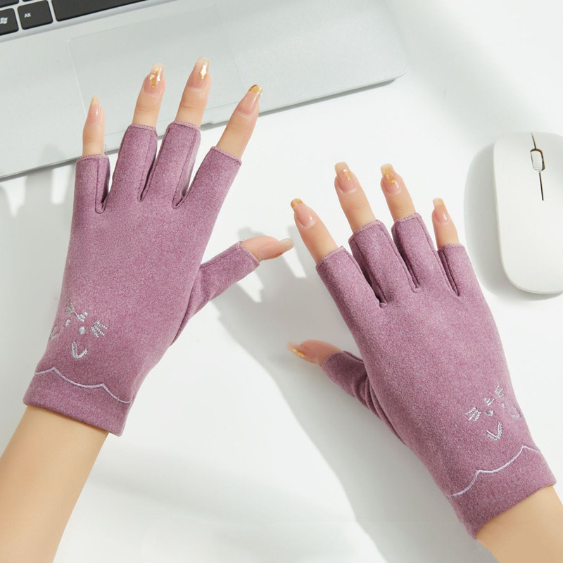 半指手套女春秋工作开车骑行学生写字露五指二指保暖冬天美甲手套,淘宝优惠券,粉丝福利购,淘宝优惠卷