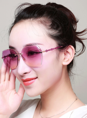 墨镜无框水晶复古风太阳镜明星