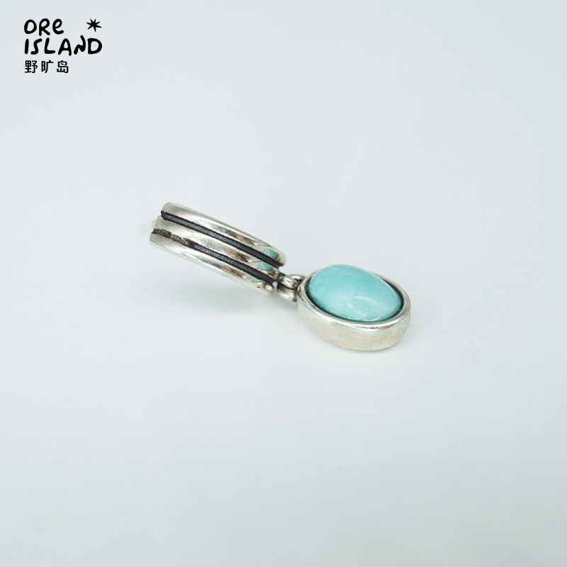 野矿岛925银绿松石简约耳饰耳钉镶嵌个性原创设计个性耳环帅气 - 图3