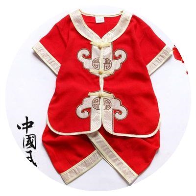 女童抓周红色中式风婴儿礼服