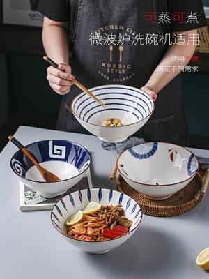 日式拉面碗单个家用创意斗笠碗饭碗吃泡面碗陶瓷餐具大号汤碗面碗 - 图2