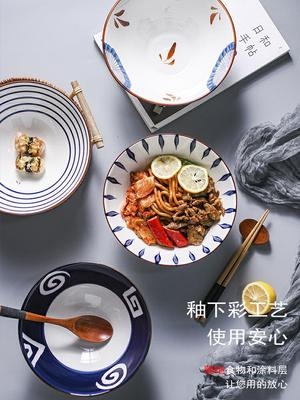 日式拉面碗单个家用创意斗笠碗饭碗吃泡面碗陶瓷餐具大号汤碗面碗 - 图0