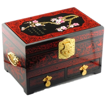 平遥漆器首饰盒结婚礼物木质复古新娘化妆盒实木中国风中式大容量-图0