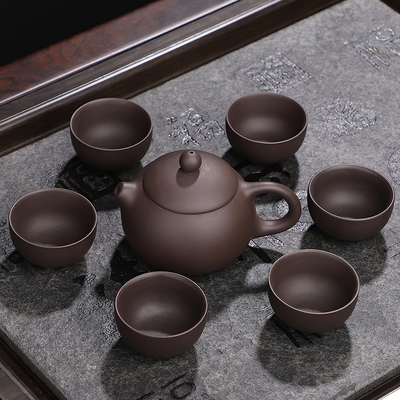 功夫茶具套装2020款原矿紫砂家用简约一壶六杯办公一盖碗六杯茶道