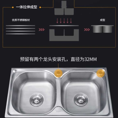 不锈钢水槽双槽双盆洗菜盆洗碗池加厚厨房家用带支架落地水池商用 - 图2