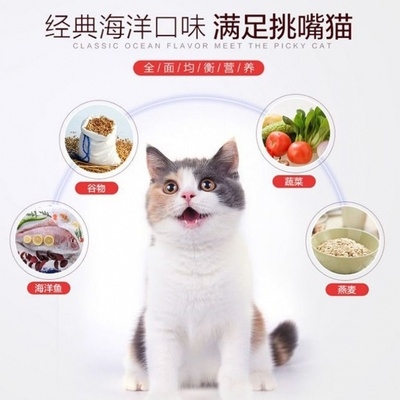 猫粮幼猫成猫粮5斤20斤10斤海洋鱼味低盐美毛吐毛球猫粮食5kg优惠券