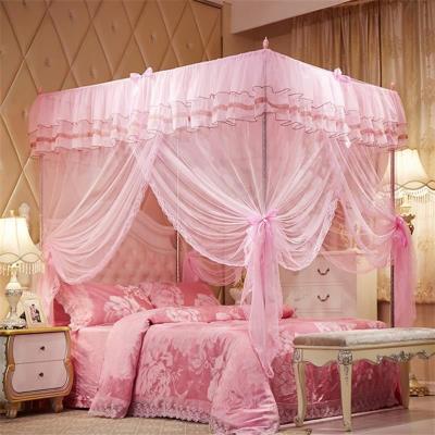 Luxurious mosquito hanging house style Princess 1.5m1.8 bed curtain floor-standing bedroom pattern tent fan rod crossbar red