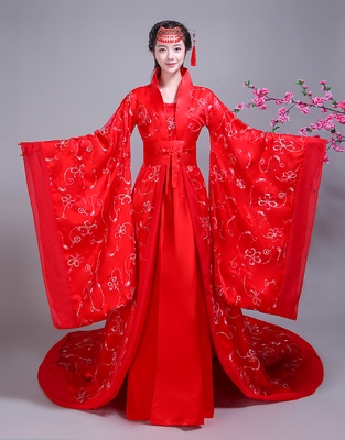 高档古装汉服仙女贵妃唐朝皇后拖尾演出服女装中式新娘婚服