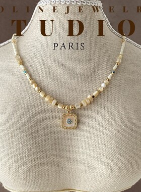 「铃白」原创天然贝壳法式复古高级感轻奢项链小众气质百搭锁骨链