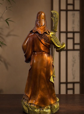 关公武财神纯黄铜铜像摆件佛像