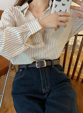 女休闲百搭PU复古金扣皮带