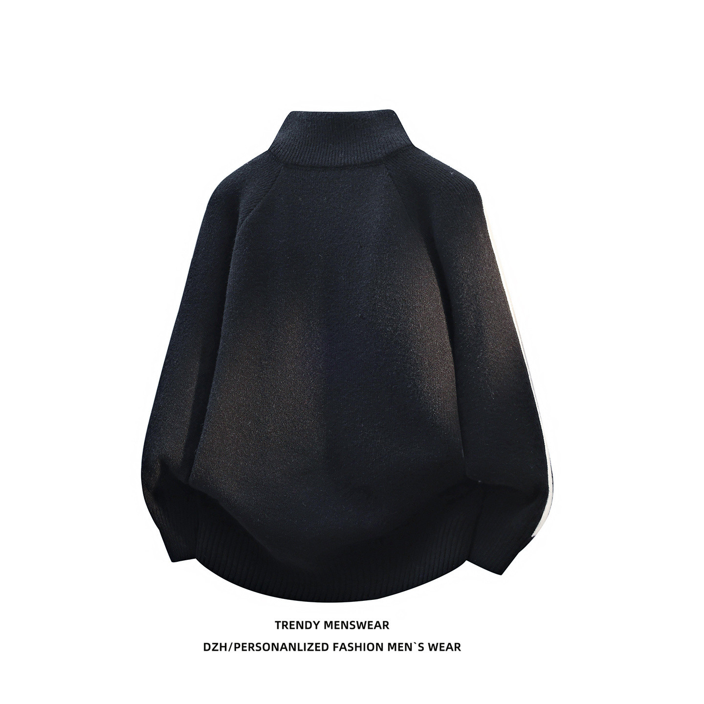 男士拉链黑色半高领毛衣冬季男内搭可外穿撞色拼接上衣针织衫男款,淘宝优惠券,粉丝福利购,淘宝优惠卷