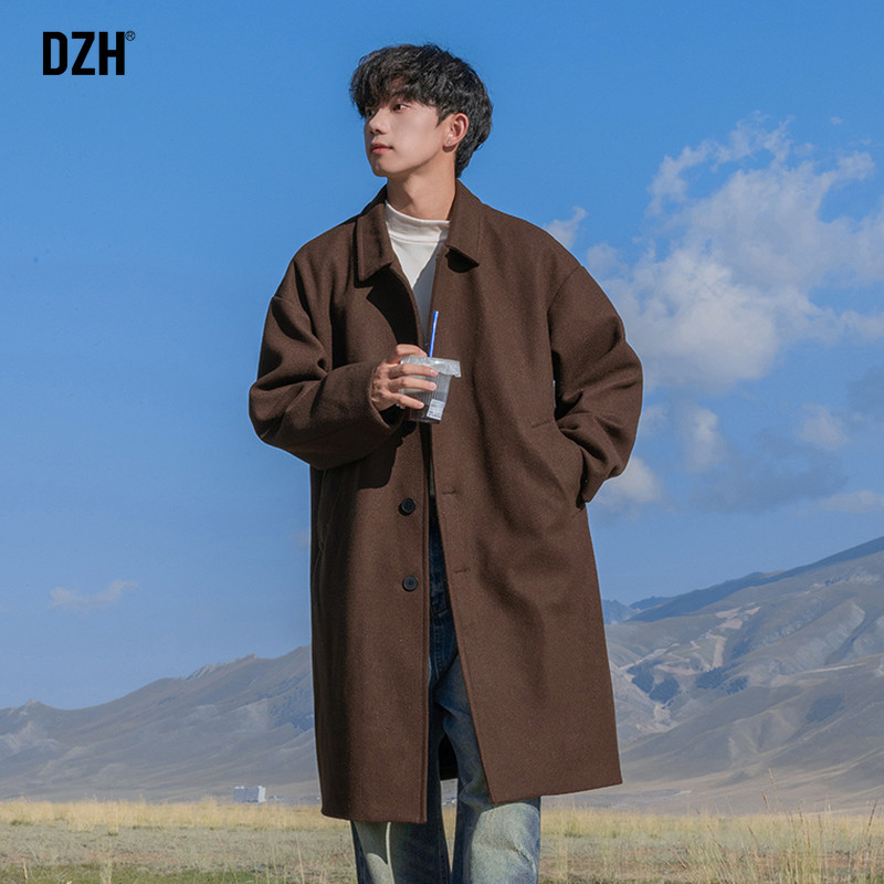 男士咖色毛呢大衣男英伦风中长款冬季加厚风衣外套2025新款高级感,淘宝优惠券,粉丝福利购,淘宝优惠卷