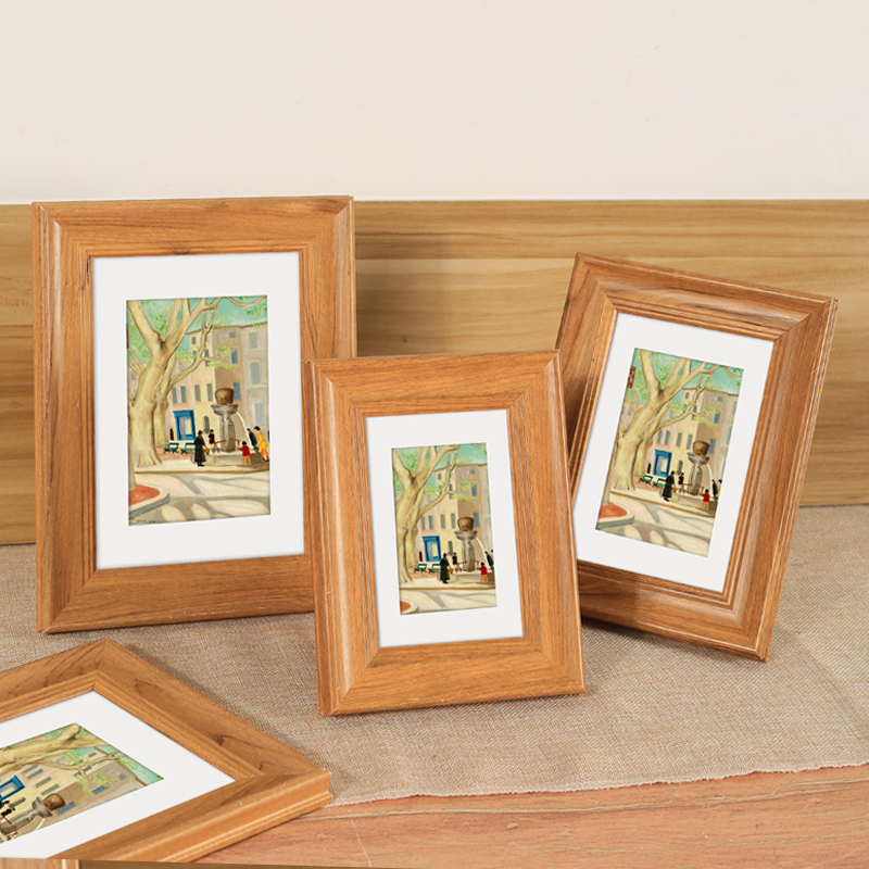 美式复古画框木质摆台桌面摆件6六7 8寸12洗照片做成相框挂墙外框-图0