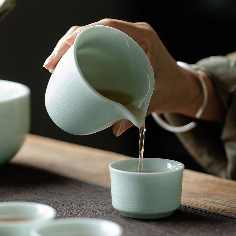 哥窑翠玉茶漏陶瓷茶滤全瓷一体茶渣茶叶过滤网功夫茶具茶配件茶隔