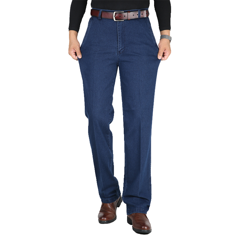 老爷车棉弹力牛仔裤男秋冬厚款中老年男士高腰宽松爸爸直筒男裤子,淘宝优惠券,粉丝福利购,淘宝优惠卷