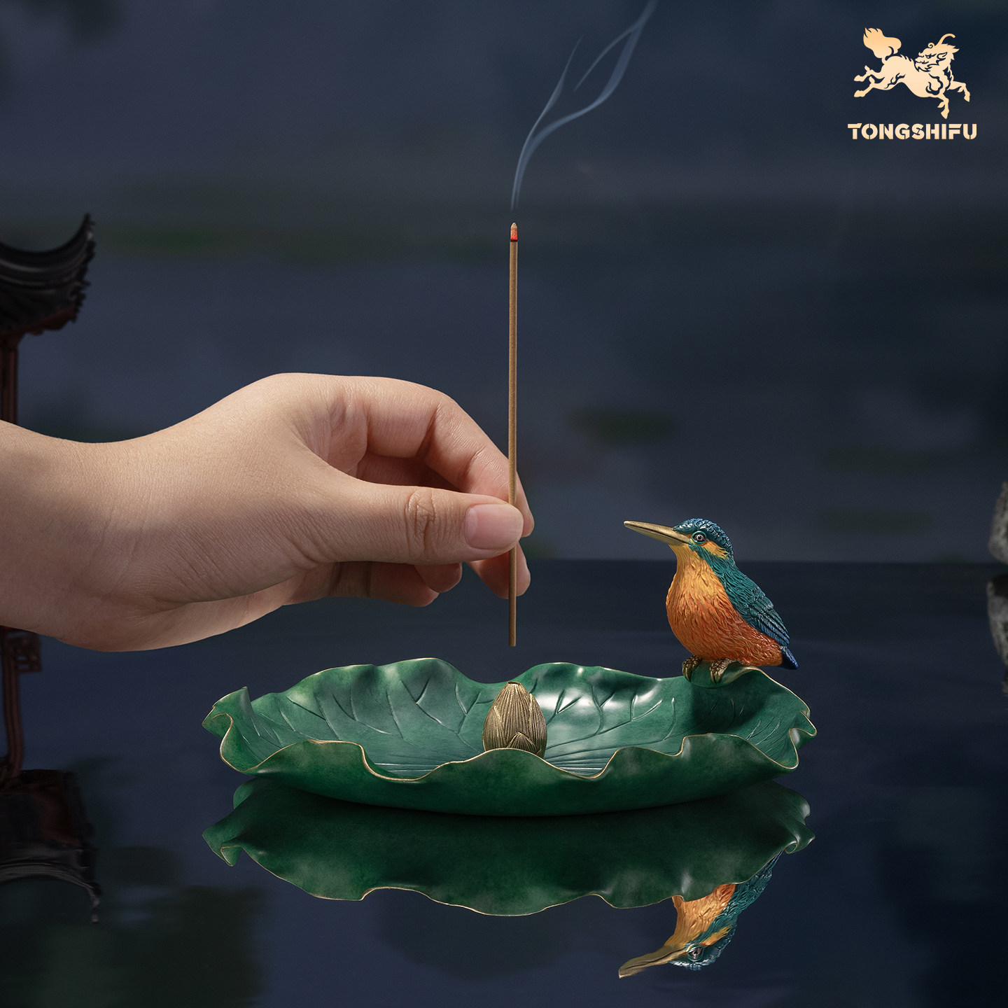 铜师傅 《荷翠香插》客厅桌面铜香炉摆件 家居装饰工艺品,淘宝优惠券,粉丝福利购,淘宝优惠卷