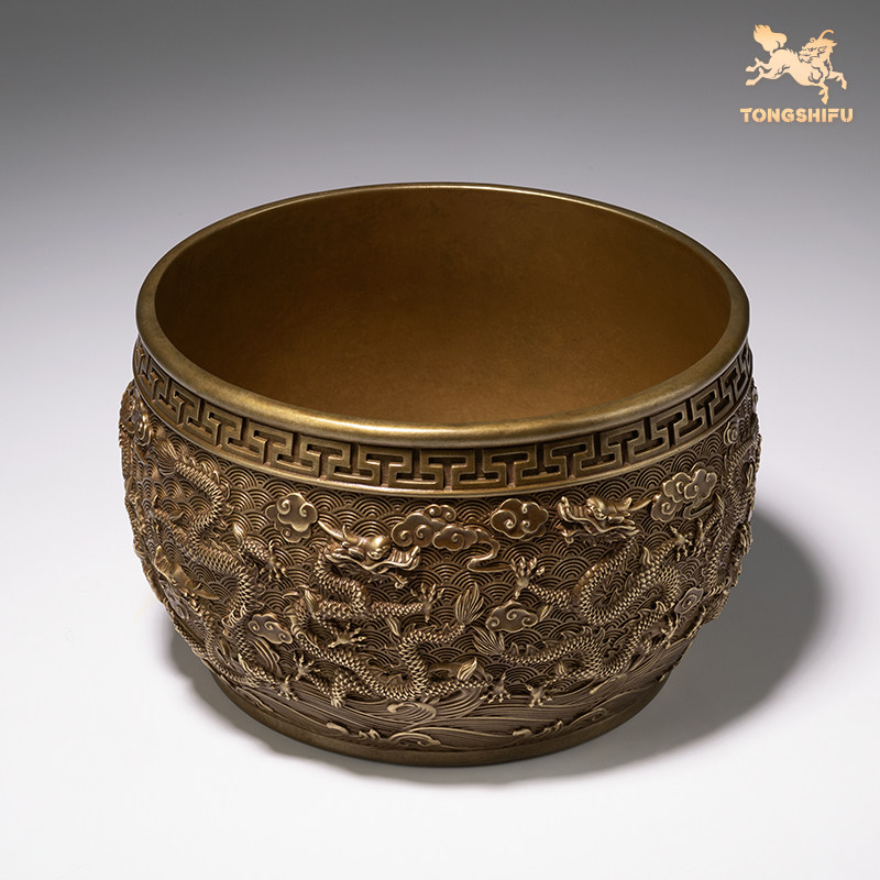 铜师傅《九龙聚宝盆》客厅桌面铜摆件 家居装饰工艺品 开业礼物,淘宝优惠券,粉丝福利购,淘宝优惠卷