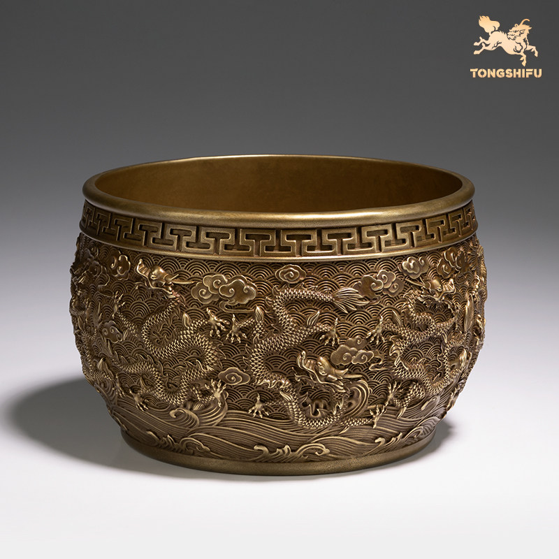 铜师傅《九龙聚宝盆》客厅桌面铜摆件 家居装饰工艺品 开业礼物,淘宝优惠券,粉丝福利购,淘宝优惠卷