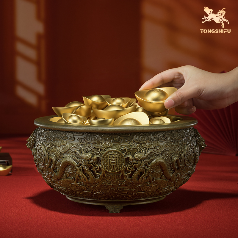 铜师傅《祥龙聚宝盆》客厅桌面铜摆件 家居装饰工艺品,淘宝优惠券,粉丝福利购,淘宝优惠卷