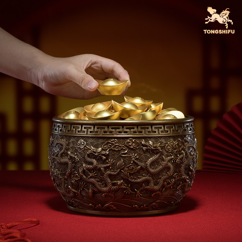 铜师傅《九龙聚宝盆》客厅桌面铜摆件 家居装饰工艺品 开业礼物,淘宝优惠券,粉丝福利购,淘宝优惠卷
