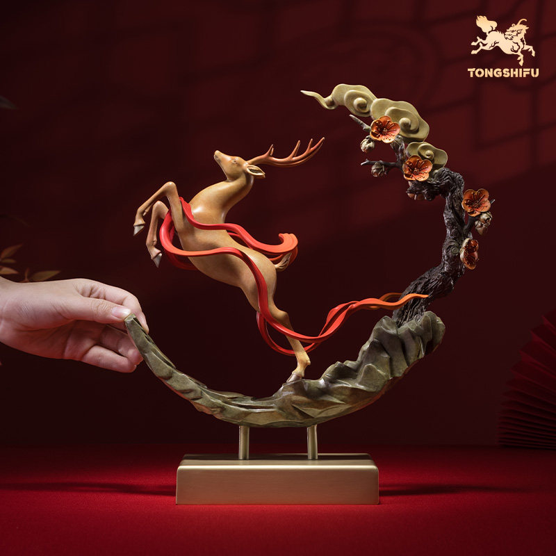 铜师傅《一路腾达》客厅桌面铜鹿摆件家居装饰工艺品摆件,淘宝优惠券,粉丝福利购,淘宝优惠卷