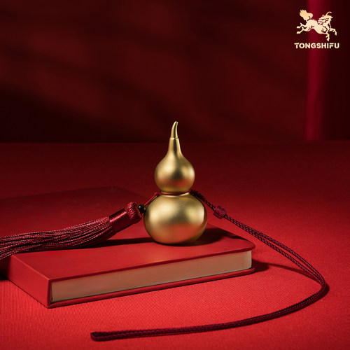 铜师傅《大吉大利葫芦（24K真金表面）》桌面铜摆件 乔迁礼物 - 图0